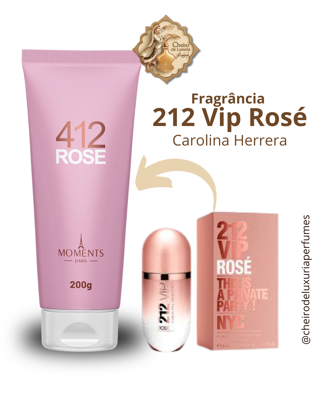 Emulsão Hidratante 412 Rose – 200g – Moments Paris