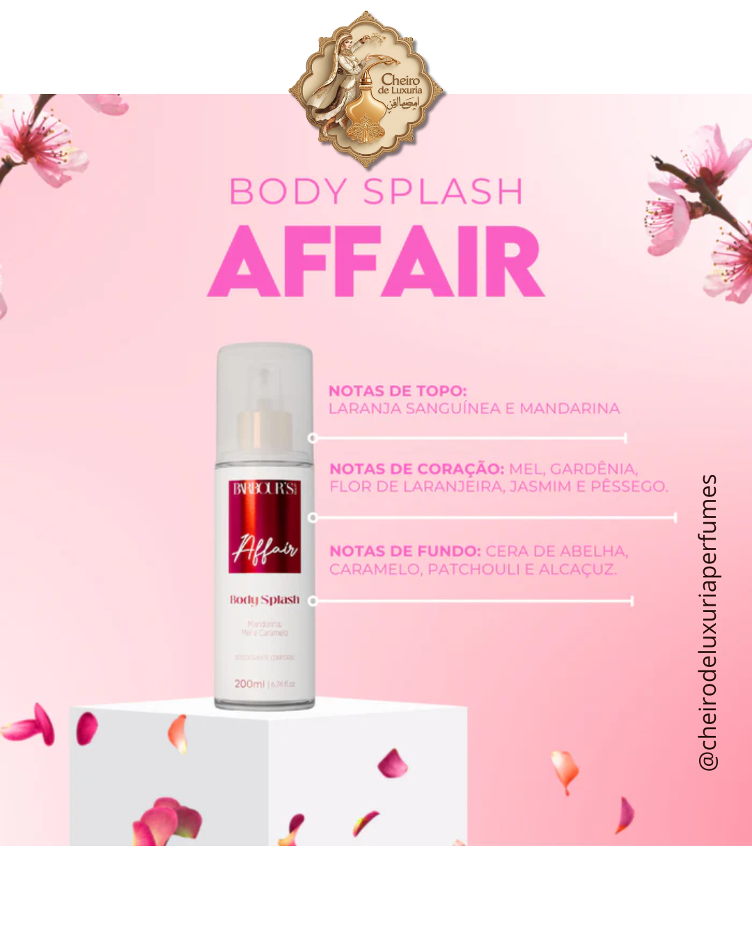 Body Splash Affair Desodorante ColĂ´nia 200ml Cheiro inspirado por: Scandal - Jean-Paul Gaultier
