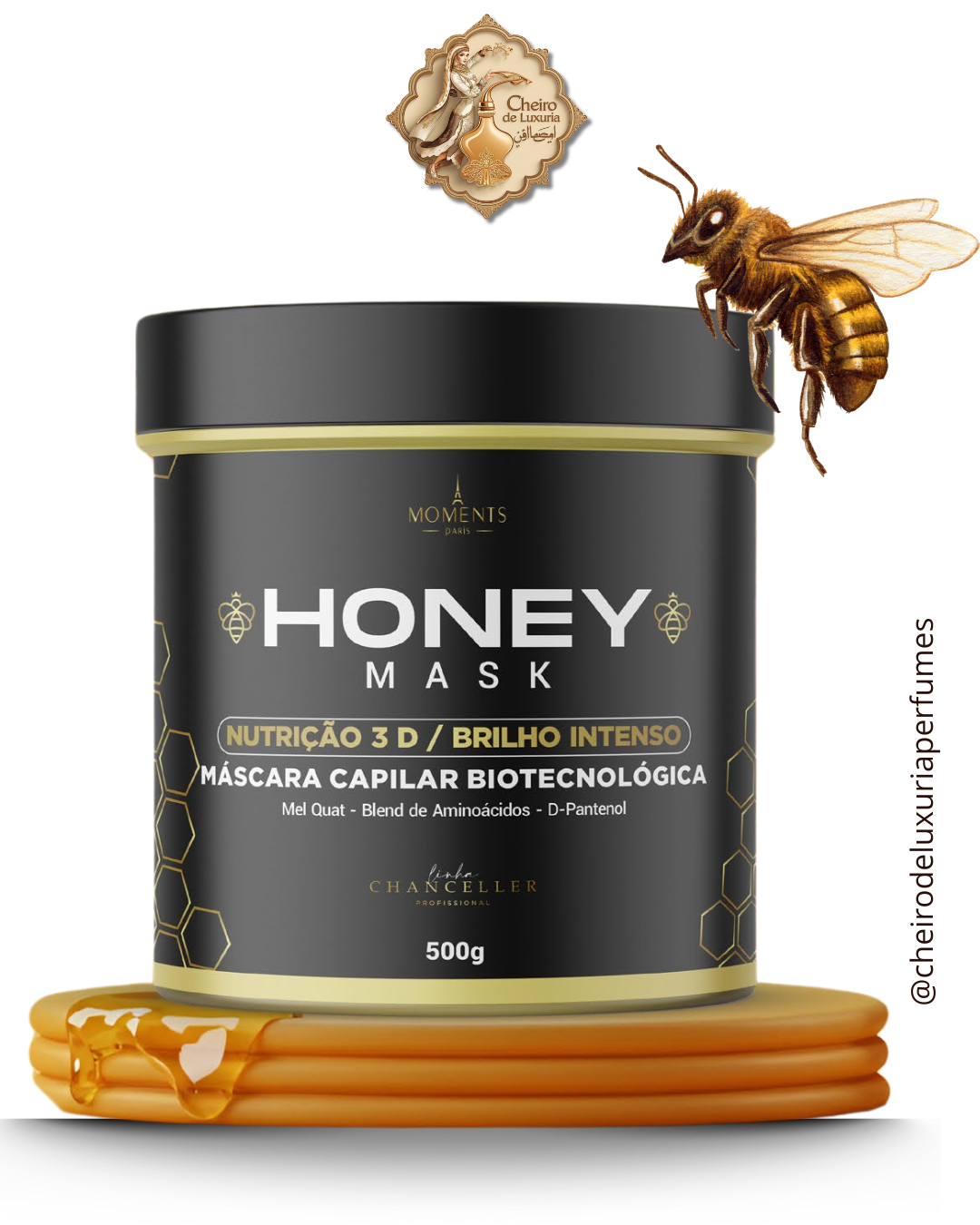 Máscara Capilar Honey Mask – Nutrição Inteligente 3D para Cabelos Radiantes