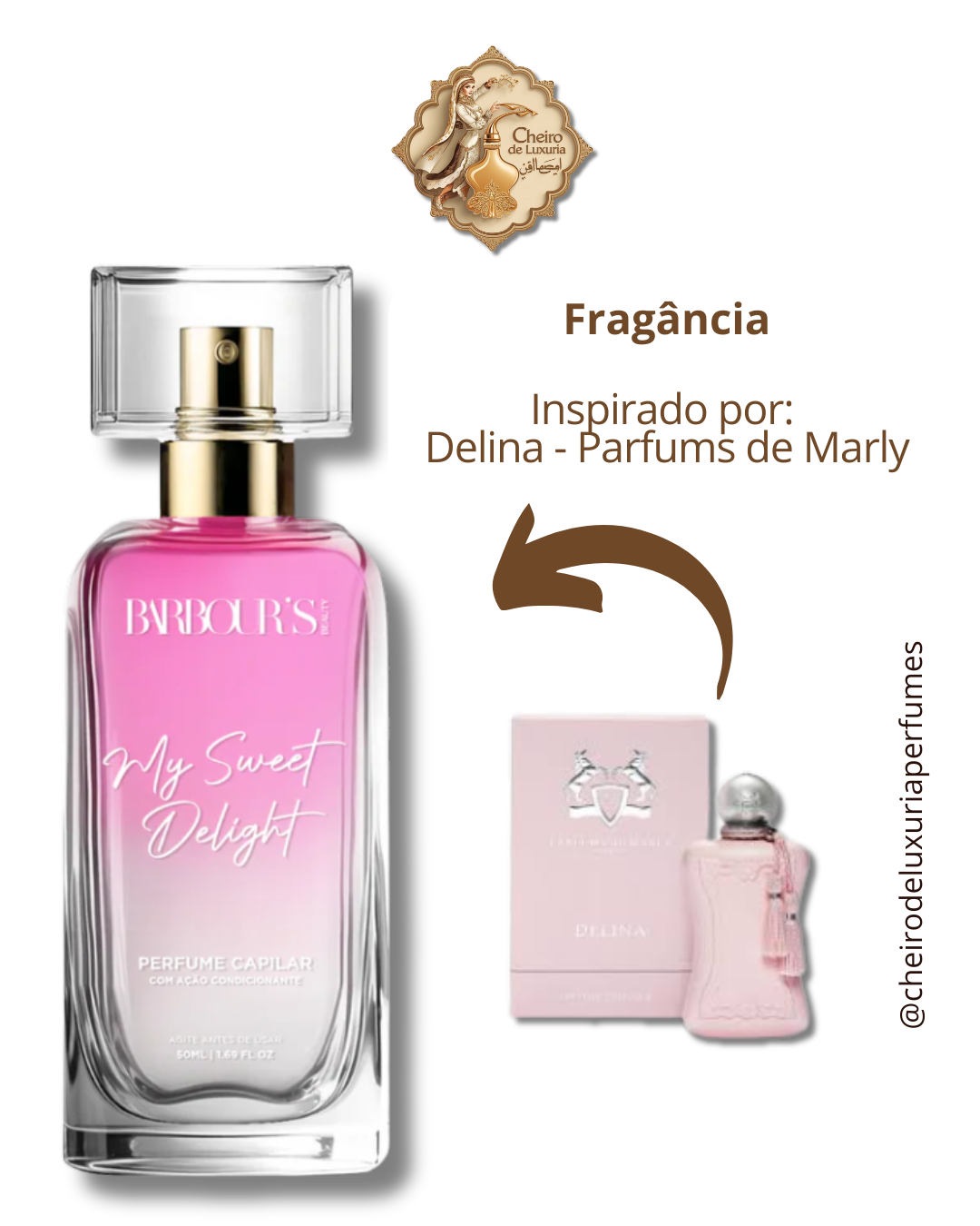 Perfume para cabelo My Sweet Delight / finalizador termoativo Cheiro inspirado por: Delina - Parfums de Marly