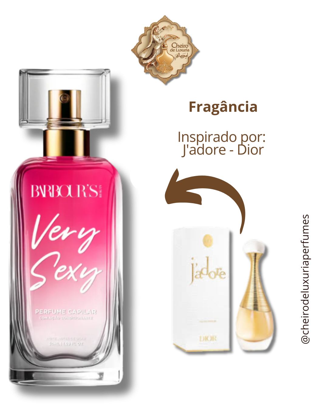 Perfume para cabelo / finalizador termoativo Very Sexy Cheiro inspirado por: J'adore - Dior