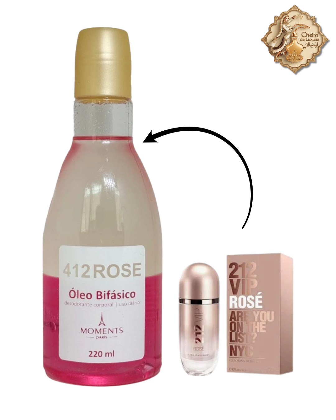 Óleo Bifásico 412 Rose – 200ml – Moments Paris