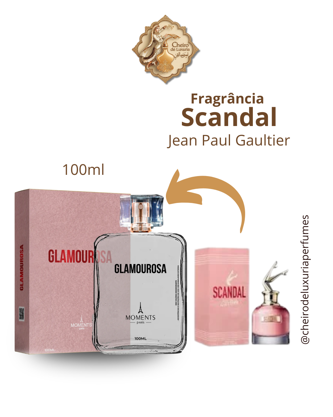 Glamourosa 100ml – Perfume Feminino Inspirado no Scandal Jean Paul Gaultier