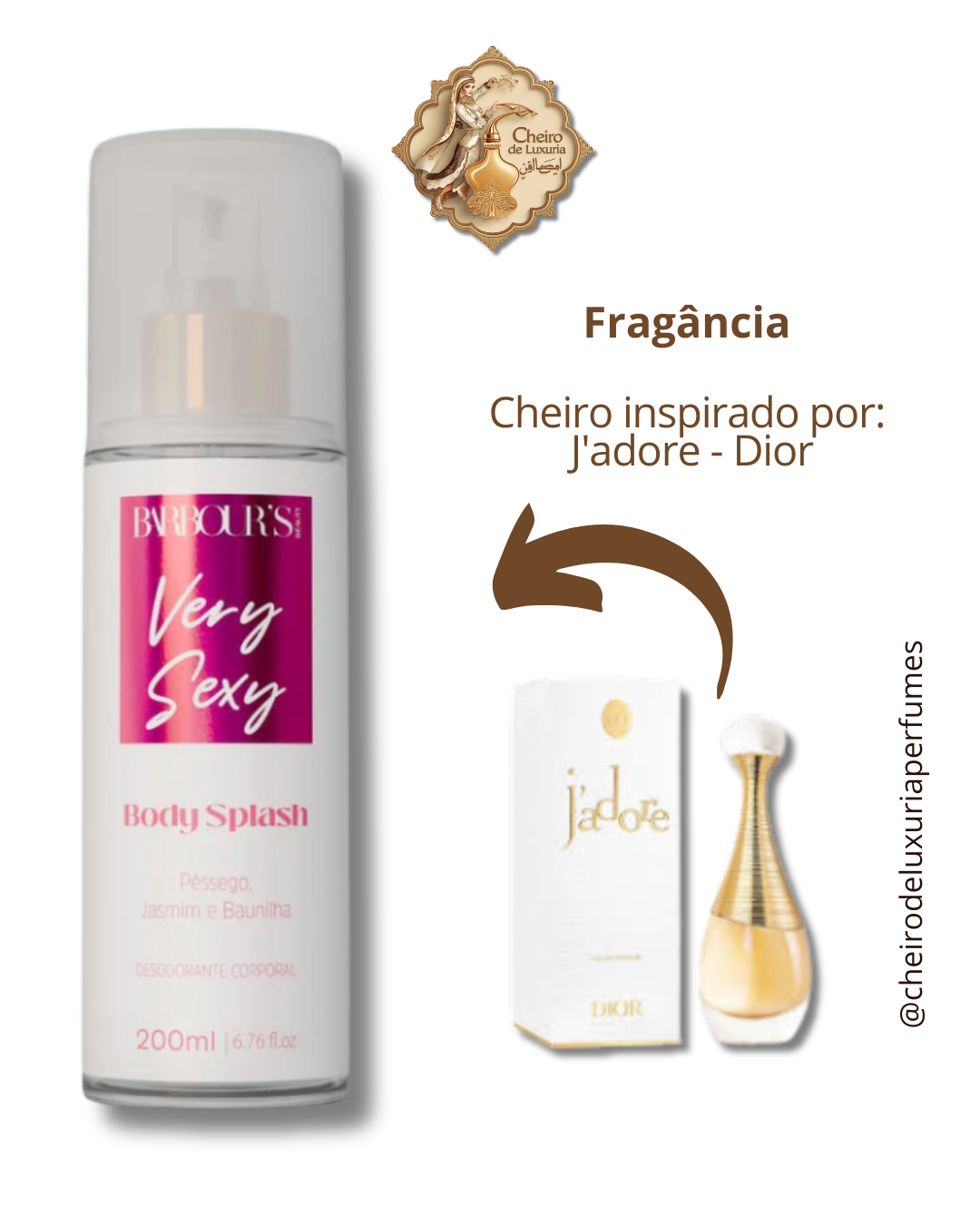 Body Splash Very Sexy Desodorante Colônia 200ml Cheiro inspirado por:  J'adore - Dior