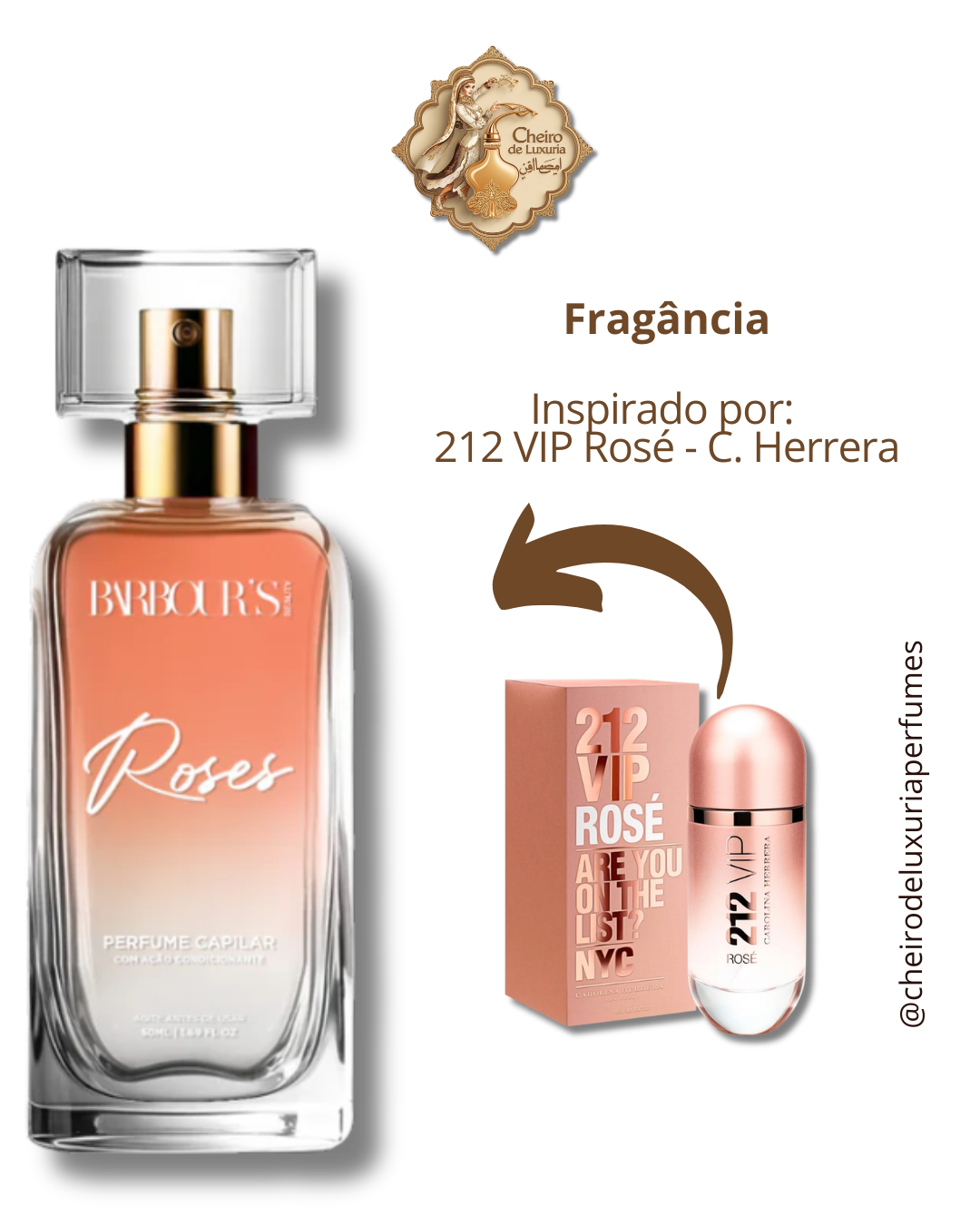 Perfume para cabelo / finalizador termoativo Roses Cheiro inspirado por:  212 VIP Rosé - C. Herrera
