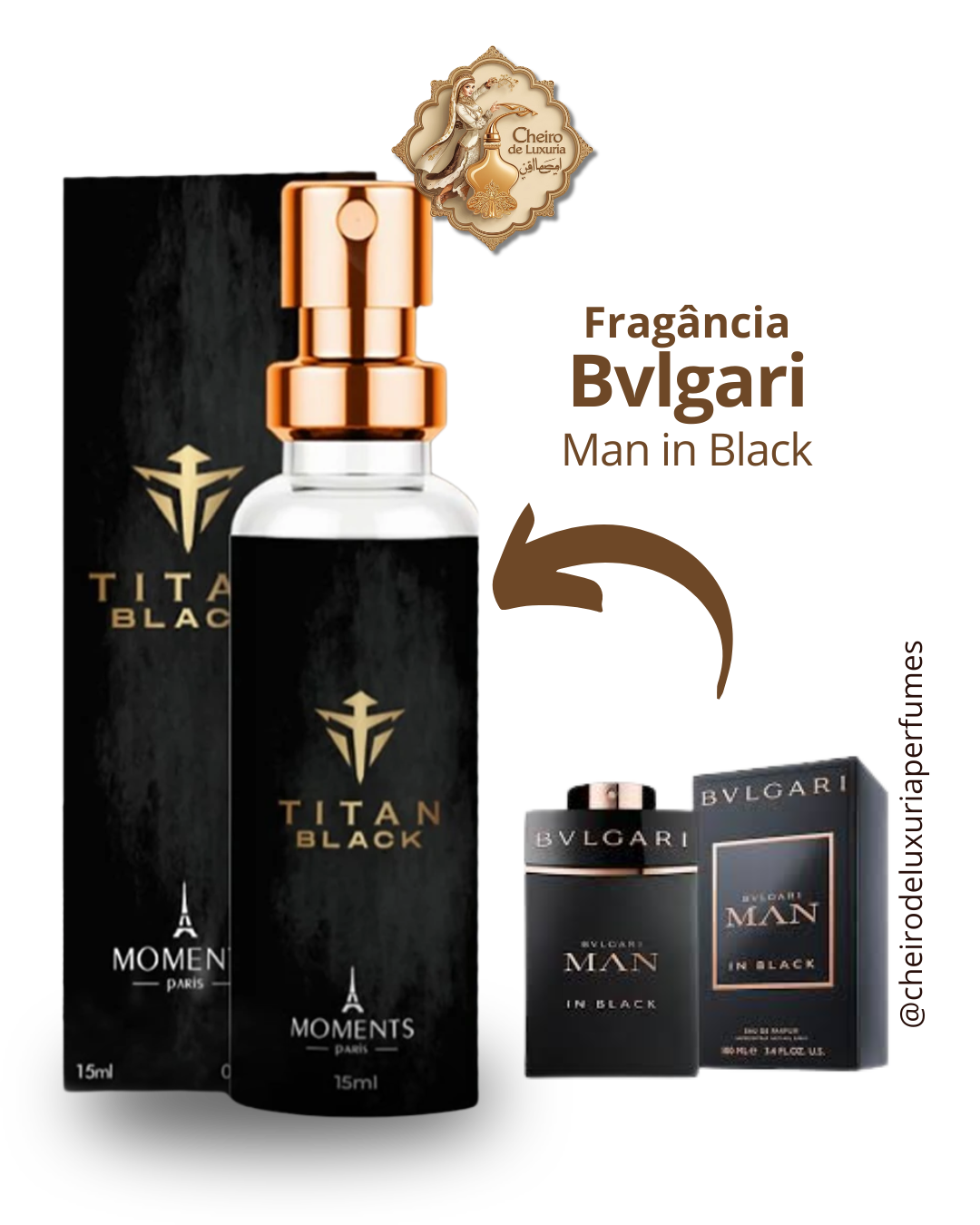 Titan Black 15ml – Perfume Masculino Inspirado no Bvlgari Man in Black