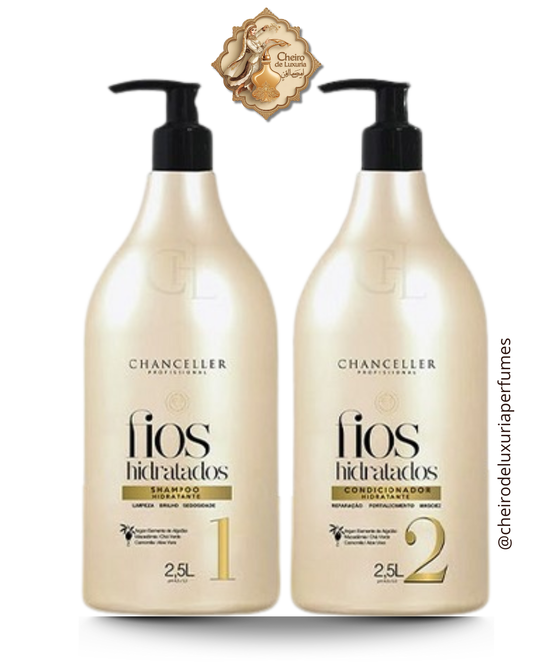 KIT SHAMPOO + CONDICIONADOR HIDRATANTE FIOS HIDRATADOS - MOMENTS PARIS - CHANCELLER