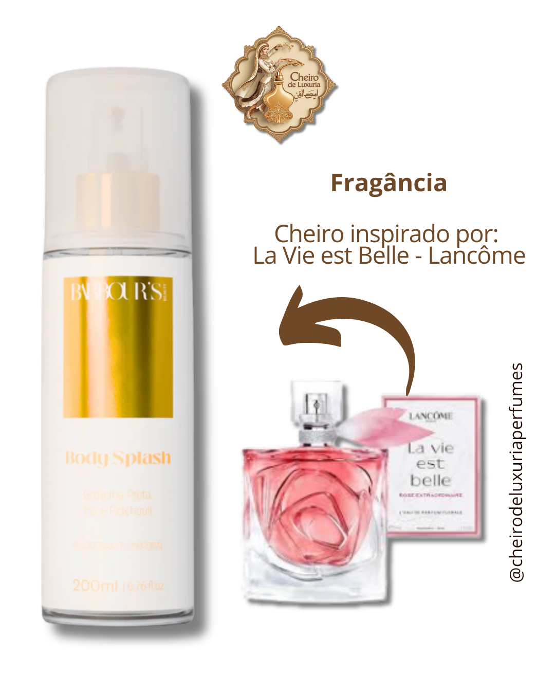 Body Splash Living Grace Desodorante Colônia 200ml Cheiro inspirado por:  La Vie est Belle - Lancôme